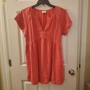 Universal Thread sz M Linen Blend Pink Babydoll Short Dress Spring Summer Beach